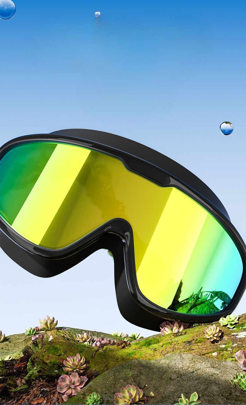 Gafas de natación RESHEIR de montura grande, impermeables, antivaho, HD, profesionales, para hombres y mujeres, con gorro de buceo_voghion.com