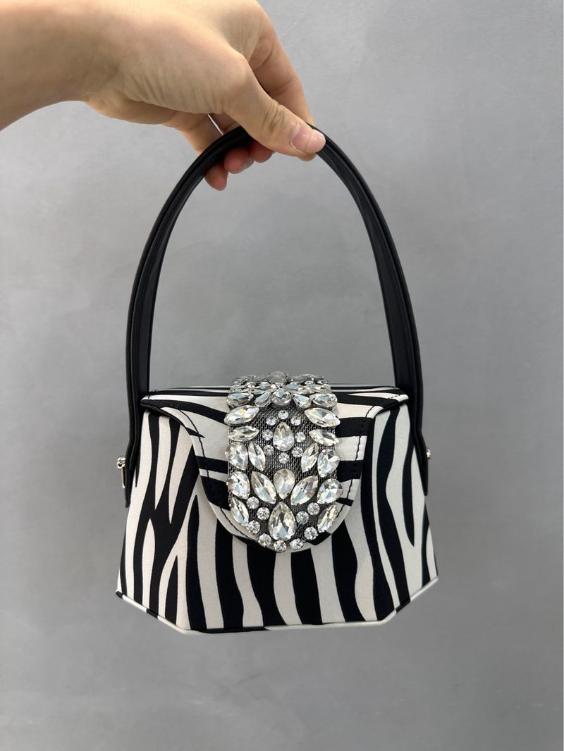 Dames opengewerkte strass ketting kleine vierkante schoudertas_voghion.com