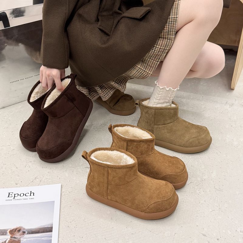 Vintage Fleece-Lined Thickened Warm Snow Boots For Women Autumn Winter New Comfortable Versatile Lightweight Furry_voghion.com