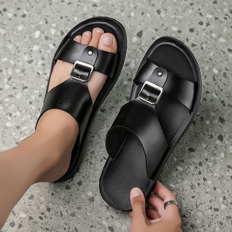 Nuevas sandalias de cuero de verano para hombre, zapatos de playa transpirables y antideslizantes, zapatillas casuales versátiles y personalizadas para_voghion.com