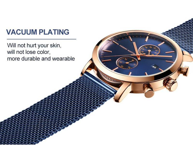 Men's Stainless Steel Waterproof Quartz Watch With Date Function, 44.5mm Round Dial, Mineral Glass, Casual & Business Style_voghion.com