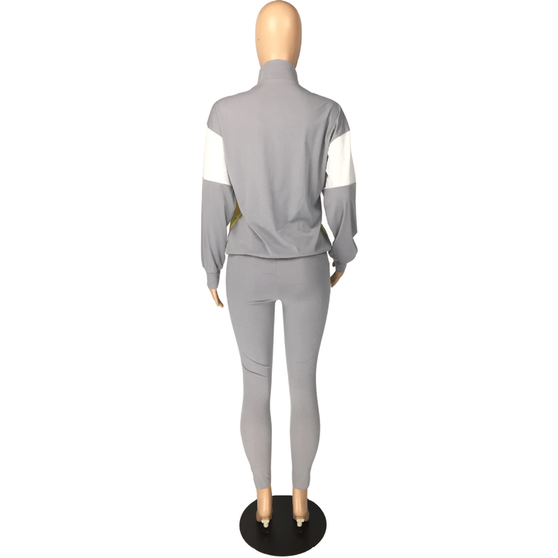Zweiteiliger Freizeit-Sportanzug für Damen im Farb-Patchwork-Design_voghion.com