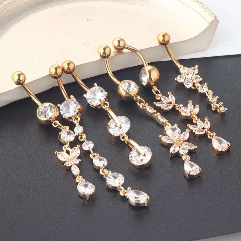 Popüler Takım Göbek Halkası Vücut Takısı Piercing Göbek 6 Parçalı Set_voghion.com