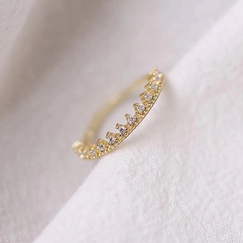Light Luxury Crown For Women, Fashionable And Unique Design, Adjustable Open Ring, Vintage Zircon Index Finger Ring_voghion.com