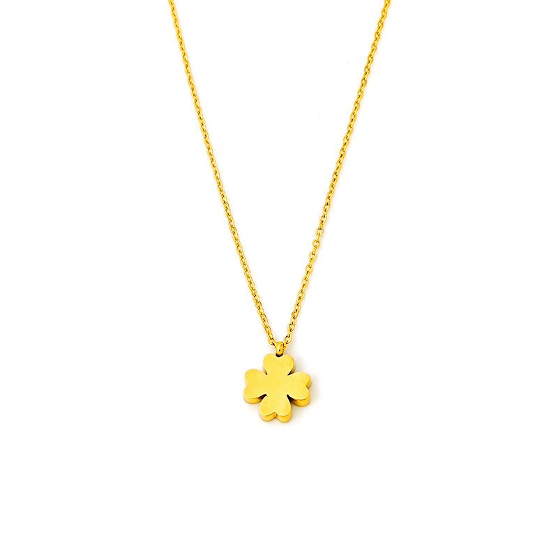 18K Four Leaf Clover Titanium Steel Necklace 2022 New Female Light Luxury Niche Design High End Clavicle Chain Accessories_voghion.com