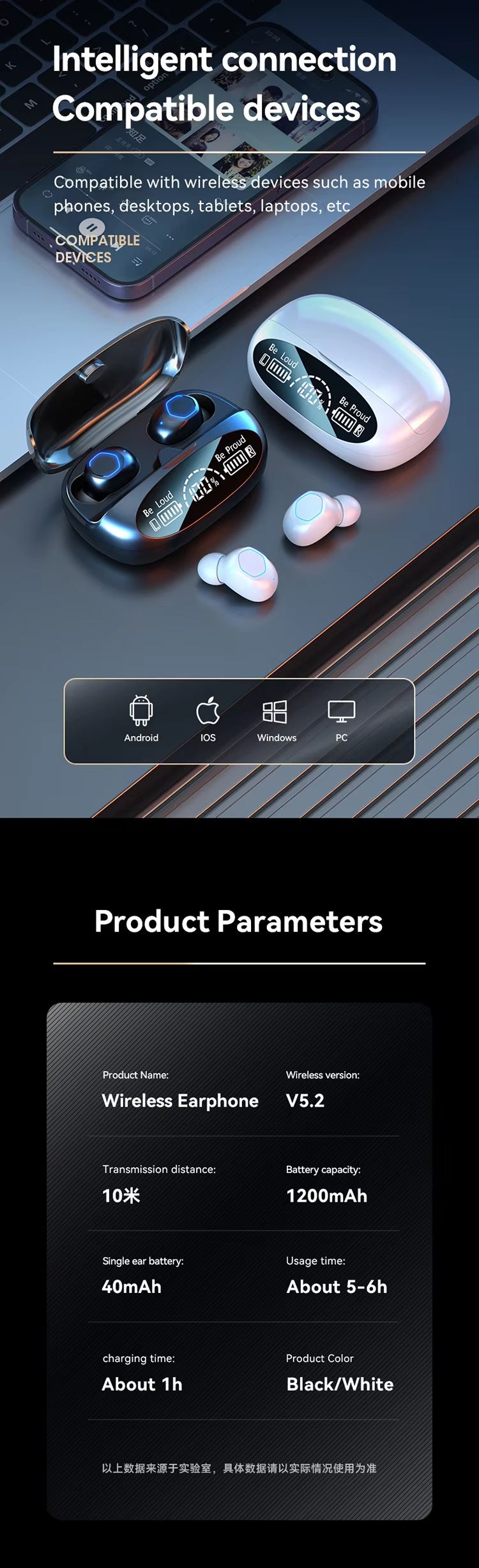 M22 Wireless Earphones TWS Noise Cancelling Bluetooth Earphones Stereo Display Sports Earphones With Microphone_voghion.com