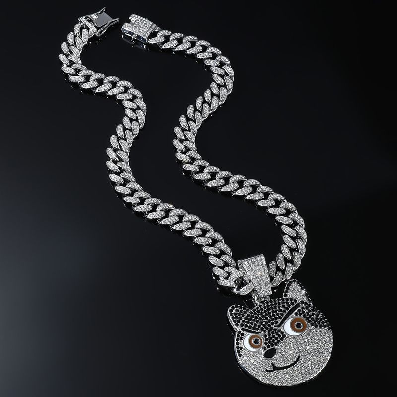New HipHop Exaggerated 3D Dog Pendant Cuban Necklace Personalized Trendy Punk Cool Neck Chain Accessory_voghion.com