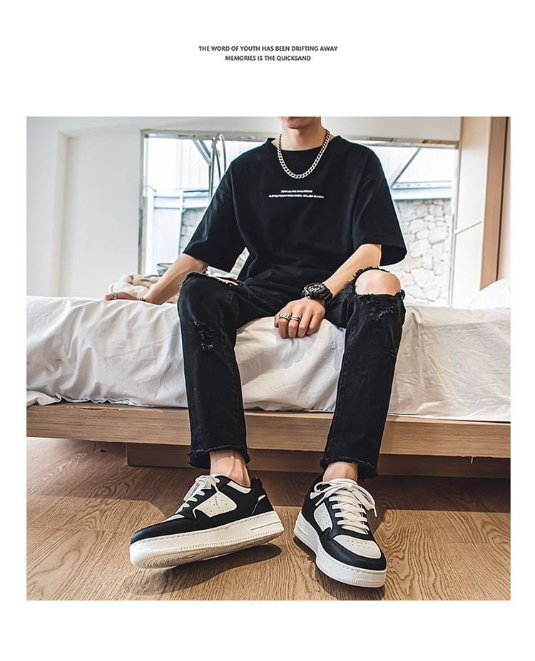 Zapatos de hombre, primavera, transpirables, blancos, para estudiantes, modernos, combinables, suela gruesa, deportivos, de ocio, zapatillas bajas para hombre_voghion.com