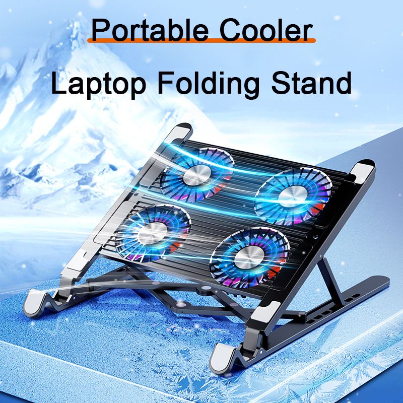 Podstawa chłodnicy do laptopa 14 cali, wentylator USB 2/4 cala do Macbooka, obsługa chłodnicy do laptopa, chłodzenie powietrzem laptopa 11-17,3 cala_voghion.com
