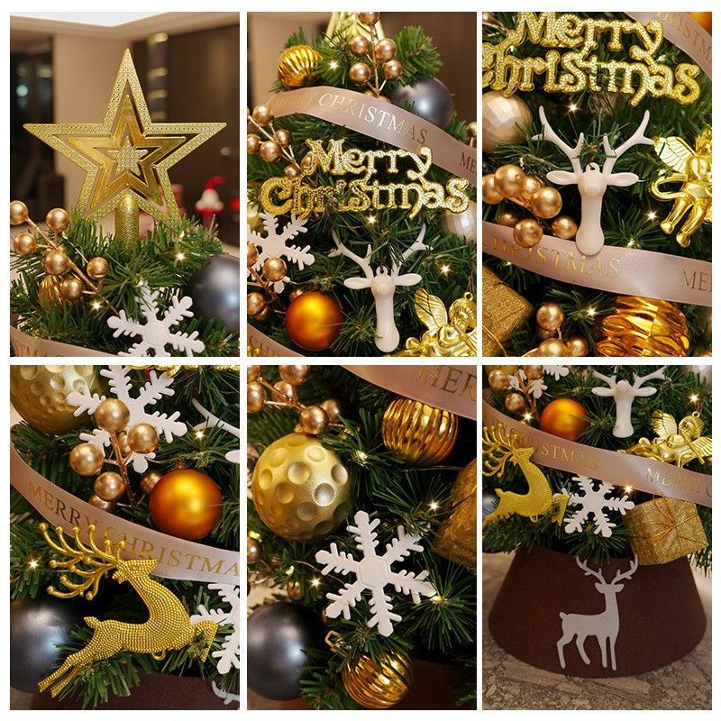 Christmas Mini Tree Set Decoration DIY Desktop Home Gold Coffee Tree Decoration Small Ornaments_voghion.com