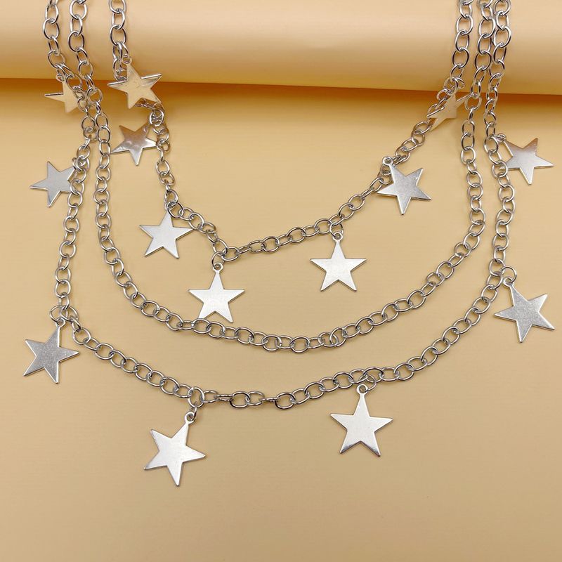 European And American Hip Hop Punk Pentagram Pendant Waist Chain Ins Style Fashion Personality Multi-layer Metal Chain Men's And Women's Trousers_voghion.com