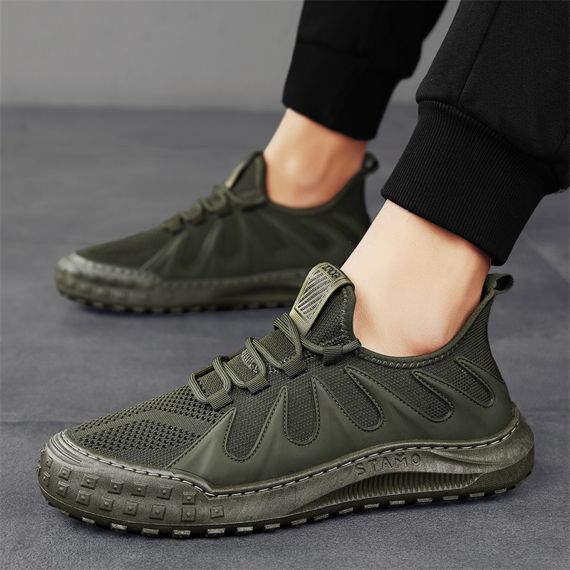 Primavera ed estate, nuova versione coreana di scarpe sportive casual alla moda in tessuto traspirante, da studente, con lacci e maglia._voghion.com