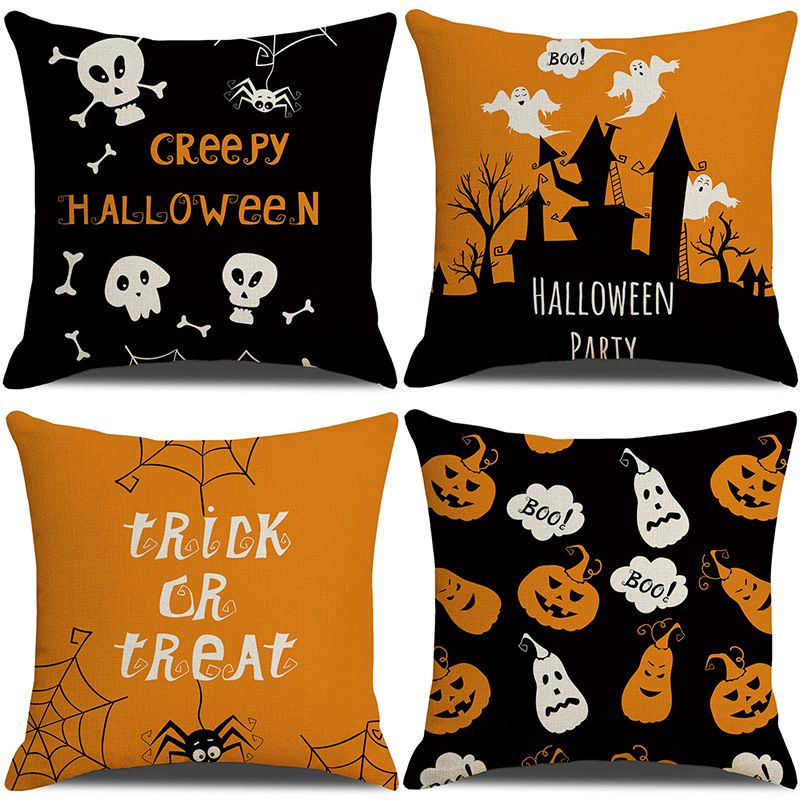 Halloween Dekoration Home Leinen Kissenbezug lustige Kürbiskopf Sofa Kissenbezug Kombination_voghion.com