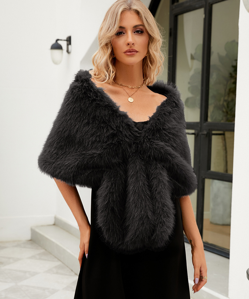 Vêtements pour femmes automne et hiver nouveau style imitation fourrure de renard grand châle écharpe multicolore écharpe robe de mariée châle_voghion.com