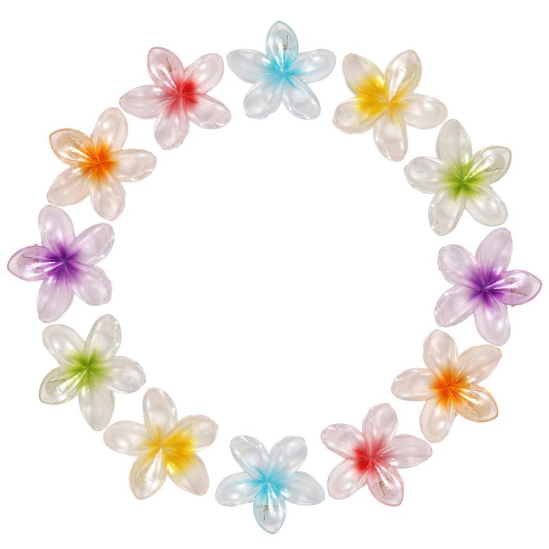 Vacation Style Iridescent Plumeria Hair Clip - Southeast Asian Beach Elegant Girlish Updo Claw Clip - Fresh Sweet Hair Accessory_voghion.com