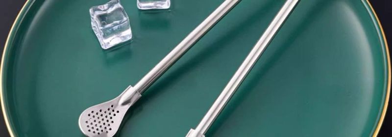 Xiongle 304 Stainless Steel Straw Stirring Extended Handle Office Home Cup Filter Residue Spoon_voghion.com