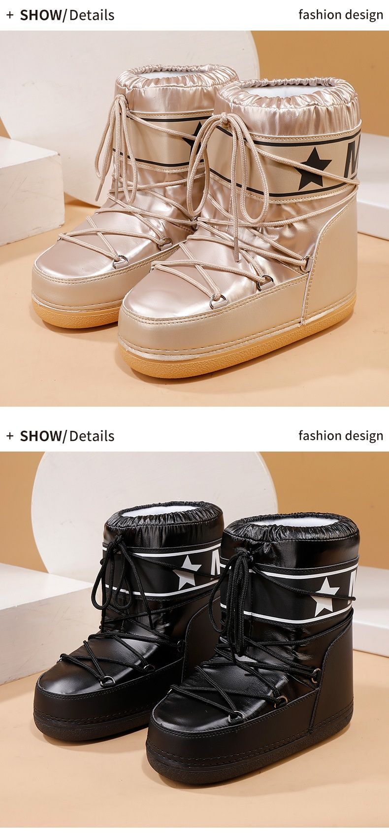 Voyage Walking In Series Cross-Border Trade Space For Women Winter Travel Ski Waterproof Non-Slip Mid-Calf Snow Boots_voghion.com