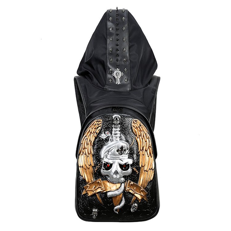 Personalized men's bag, women's PU handheld single shoulder backpack, new animal leopard head travel computer backpack_voghion.com