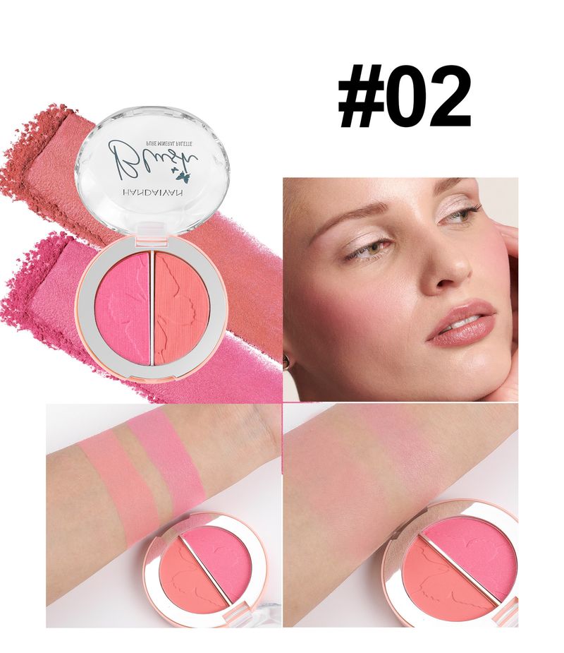 HANDAIYAN 2-Color Blush Palette - Highlighter, Contour & Multi-Use, With Pearl & Matte Blush Cream_voghion.com