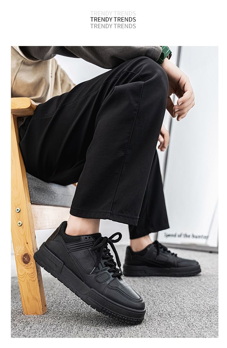 Herrenschuhe Herbst Neue atmungsaktive schwarze Schuhe Herren Nischendesign Vielseitige Jugendsportplattform Casual Boardschuhe_voghion.com