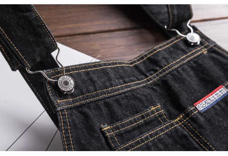 Sokotoo Herr slim patch ficka denim haklappsoverall Casual svarta hängslen jumpsuits Jeans T221102_voghion.com