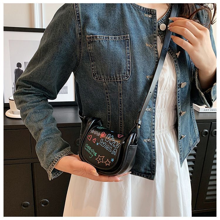 FOUR ONE Super süße Western Cartoon Graffiti kleine weibliche koreanische Version Student Crossbody Mini PU Tasche_voghion.com