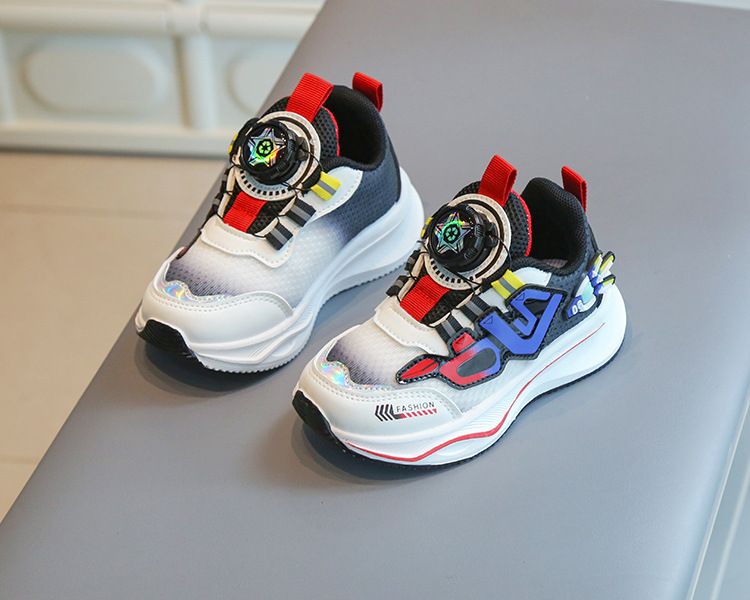 Children's sneaker 2024 spring and autumn boys' casual shoes rotating button girls' running shoes breathable baby mesh shoes single_voghion.com