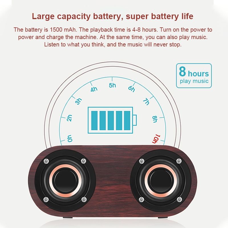 Q8 Bluetooth 4.2 Classic Wooden Double Horns Bluetooth Speaker(Red Wood Texture)_voghion.com