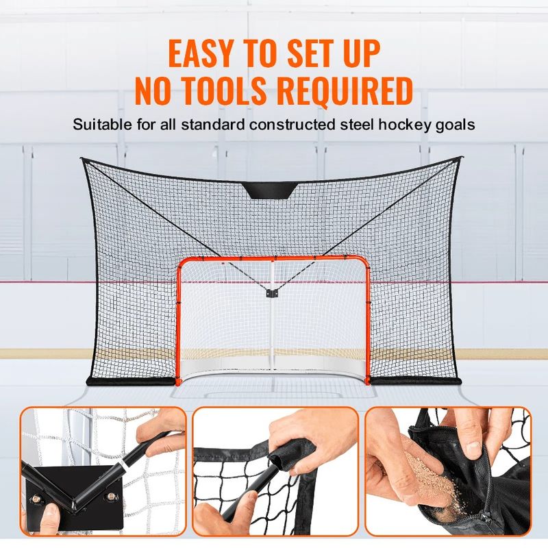 Hockey Net Street Hockey Sport Target 12x7FT Netting Outdoor Goal Backstop_voghion.com