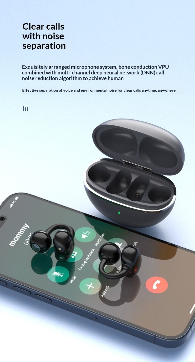 NeoGear AI Translation G126 Earphones Non-In-Ear Long Battery Life Gaming Sports Q72 Q71 Ear Clip Bluetooth 5.4_voghion.com