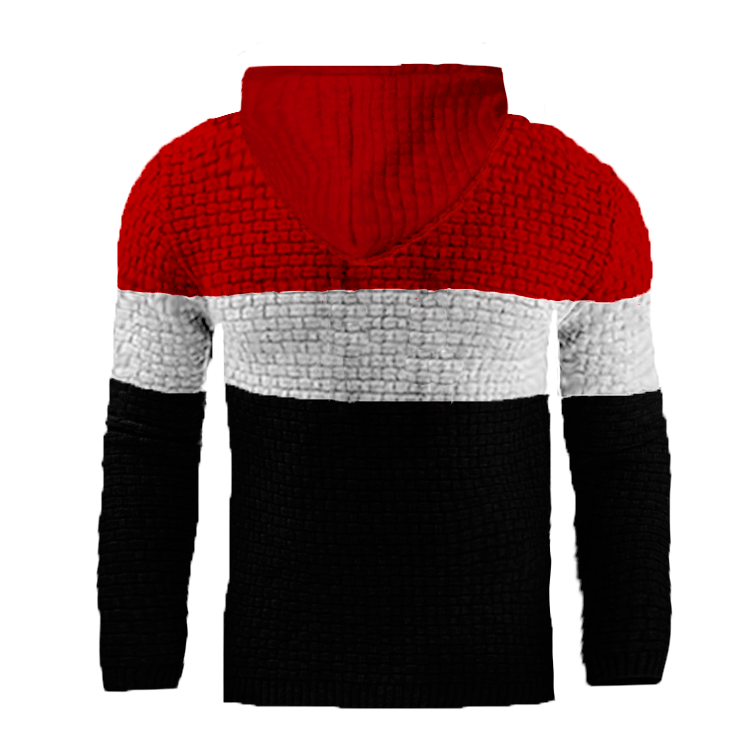 Herren Jacquard Pullover Langarm Pullover Warme Farbe Kapuzenpullover_voghion.com