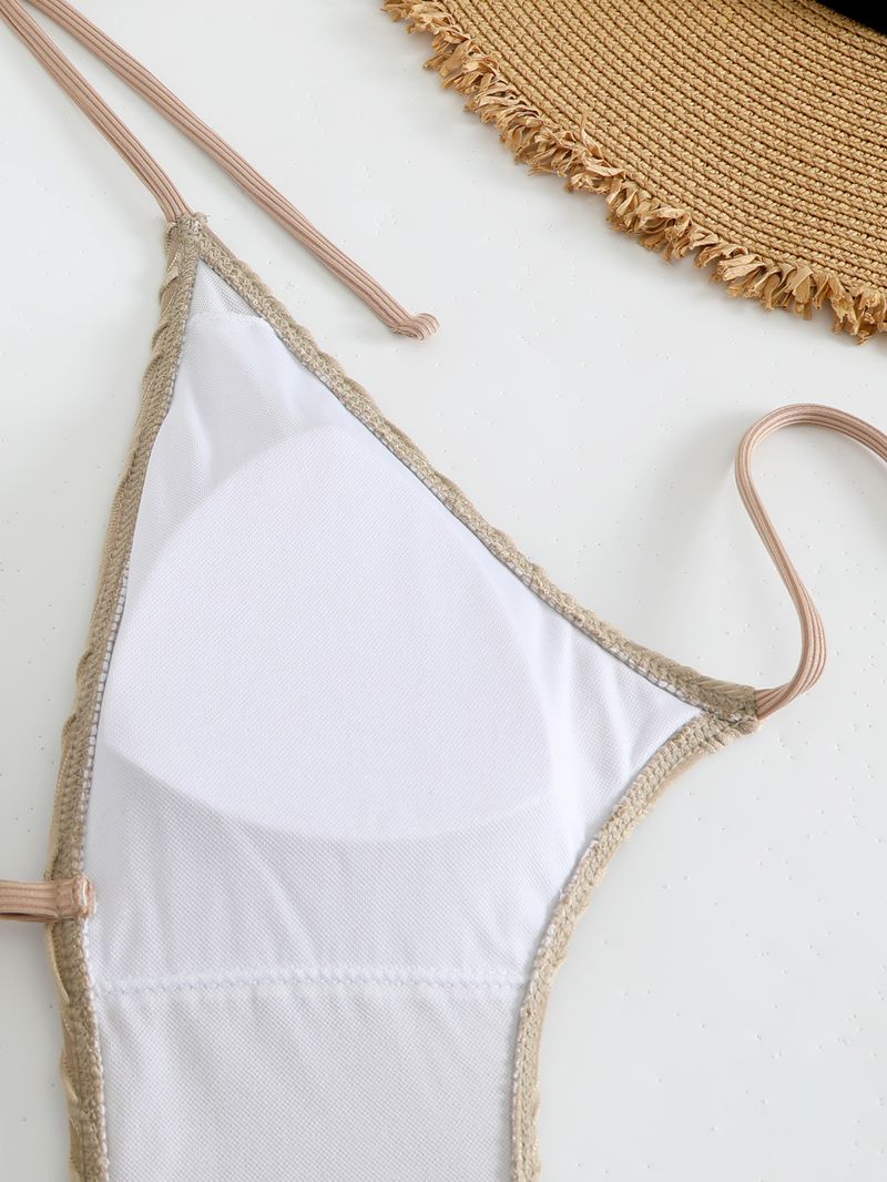 Maillot de bain une pièce à bretelles creuses et dos nu pour femme, couleur unie, offre spéciale_voghion.com