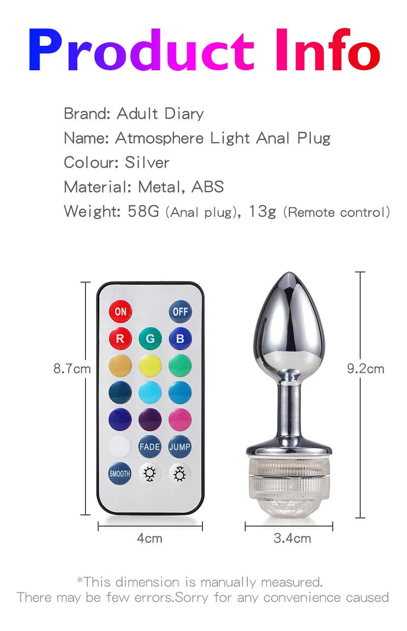 Jouets pour adultes, télécommande sans fil, plug anal lumineux en métal, massage de la prostate, fesses avec queue LED, jouet sexuel_voghion.com