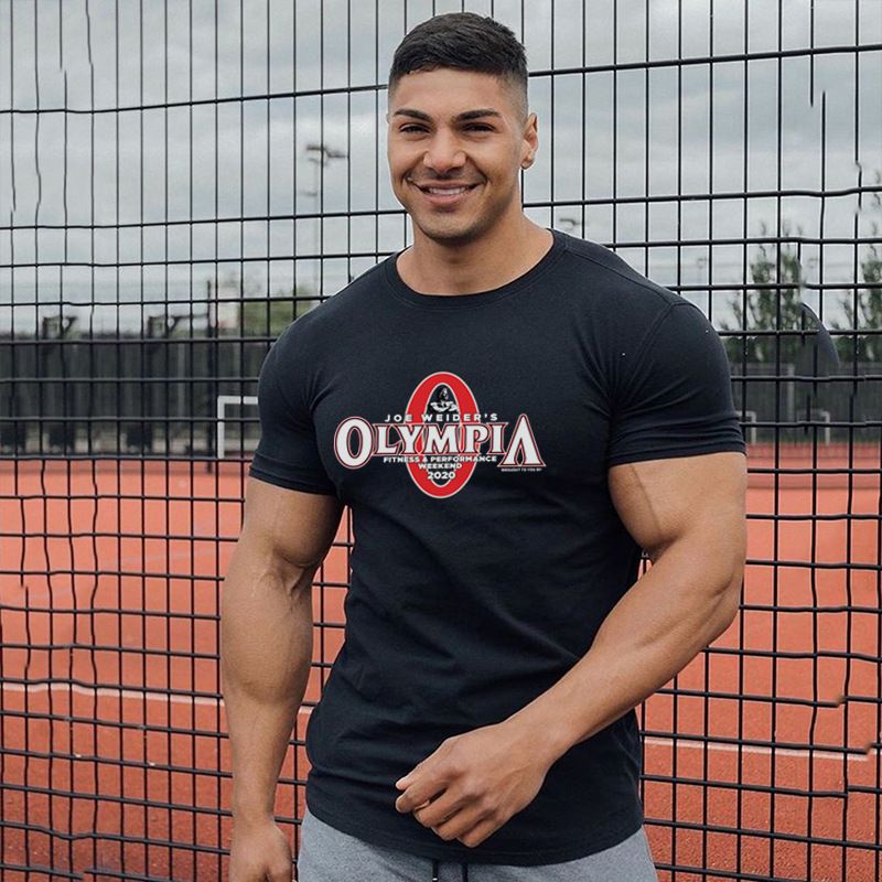Camiseta deportiva de verano para hombre, de algodón puro, con cuello redondo, personalizada, con estampado grande, ajustada e informal_voghion.com