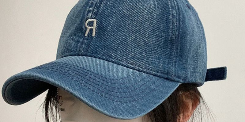 Gorra de béisbol vaquera con letras para mujer, versión coreana, Simple, profunda, lengua superior, cabeza grande, cara pequeña_voghion.com