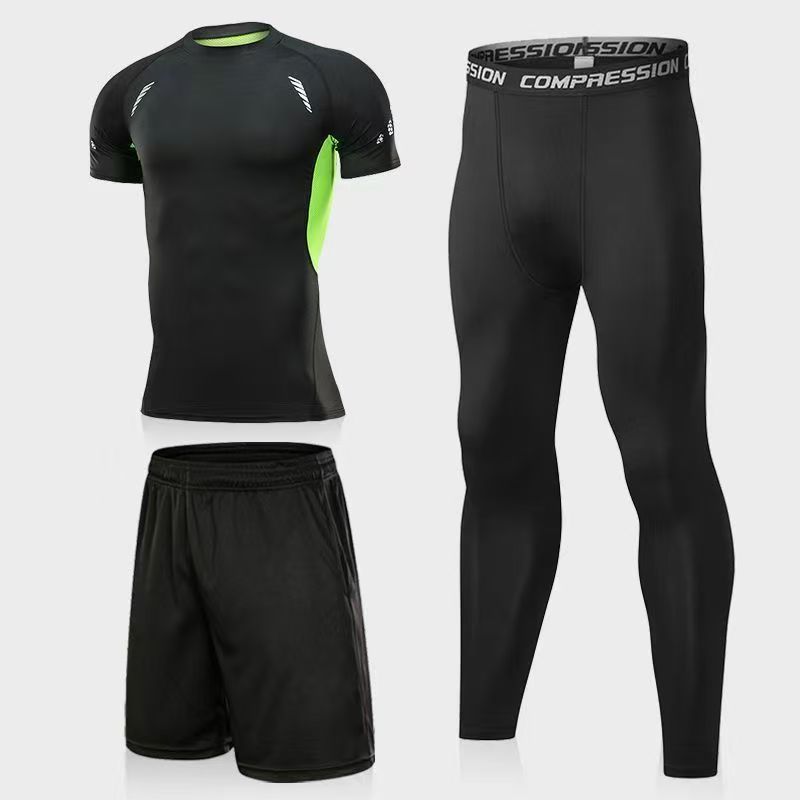 5-teiliges, schnelltrocknendes Basketball- und Laufset für Herren – Atmungsaktiver Kapuzenpullover aus Milchseide und Trainingsoutfit (Fitnessstudio, Fußball, HIIT)_voghion.com