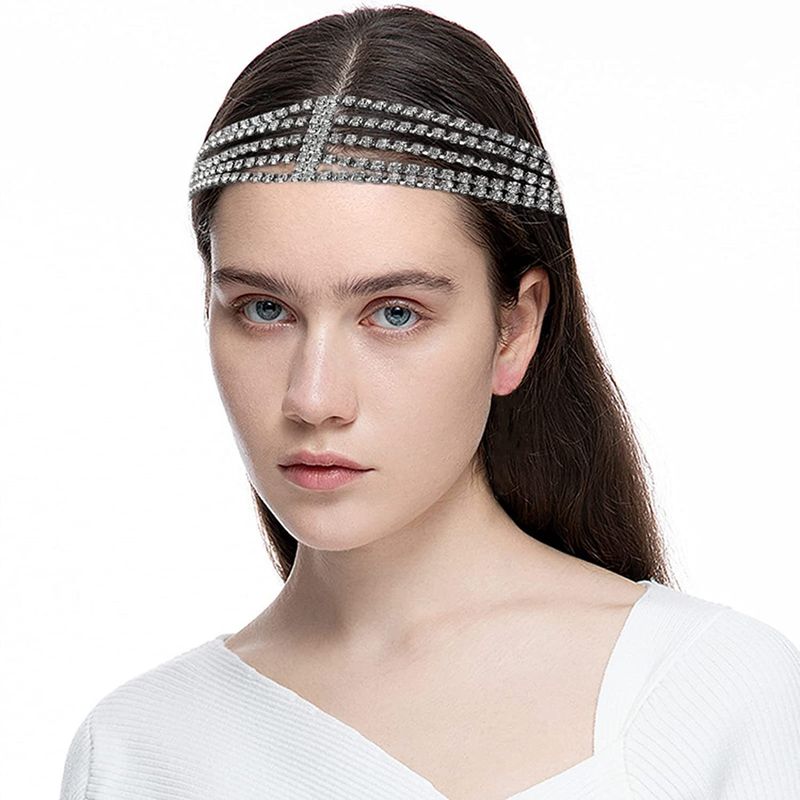 Fascia elastica multistrato con strass da sposa, catena elastica, copricapo decorativo, accessori per capelli alla moda, personalità, festival_voghion.com