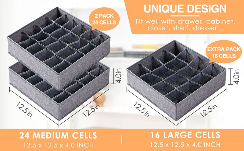 Organizadores de calcetines, divisores, cajones de tela plegables, cajas de almacenamiento para armario, para guardar calcetines y ropa interior._voghion.com