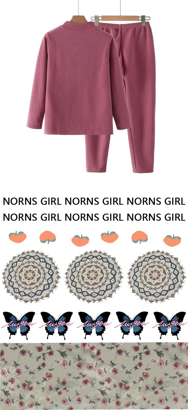 001 Plus Size Women's Clothing For Middle-Aged Elderly Mothers, Sports With Printed Fleece, Two-Piece Set Of Thermal_voghion.com