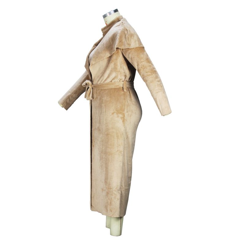 Women's clothing temperament dress and coat two-piece fashion loose long cardigan velvet suit_voghion.com