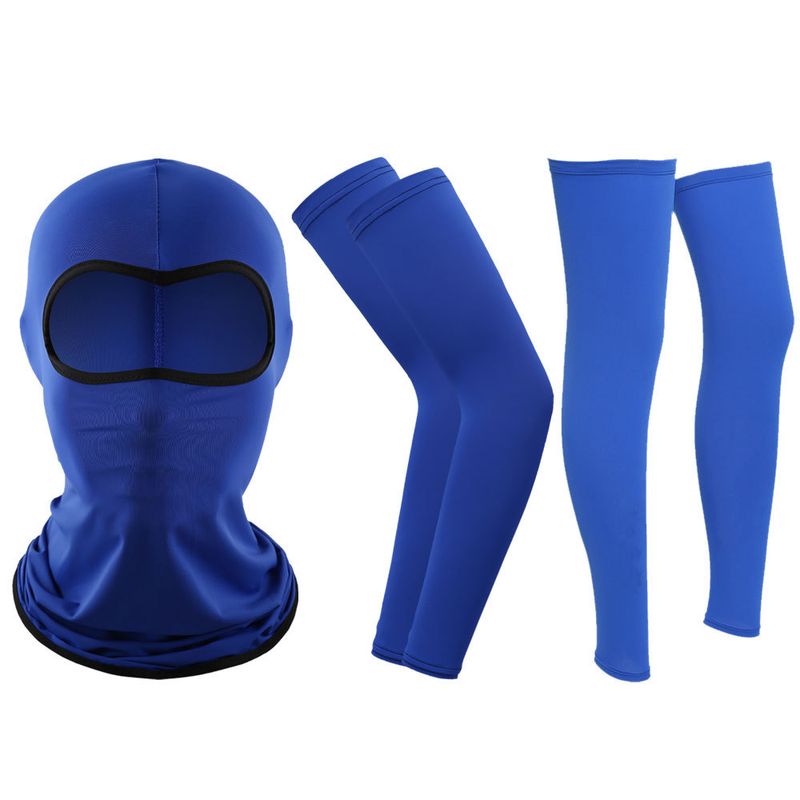 LazyZoom Masque de cyclisme d'été en nylon, ensemble de trois pièces, protection solaire décontractée pour les bras et les jambes en soie, pour sports de plein air_voghion.com