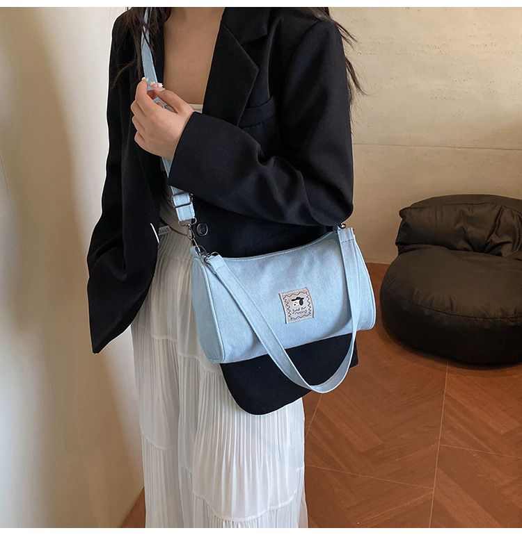 Borsa a secchiello da donna, popolare, casual, in denim, da viaggio, a tracolla, monospalla, cilindrica, da donna_voghion.com