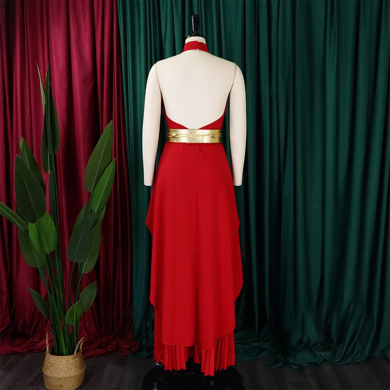 Damenbekleidung Sommermode zweiteilig ärmellos rückenfrei unregelmäßig langer Rock Hose mit weitem Bein_voghion.com