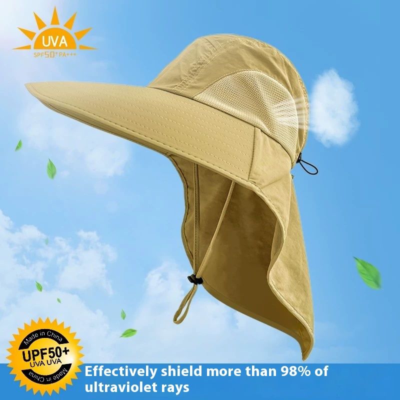 Protecție solară pentru față și gât cu boruri largi pentru bărbați și femei, pălărie de pescar rezistentă la UV pentru ciclism, pescuit_voghion.com