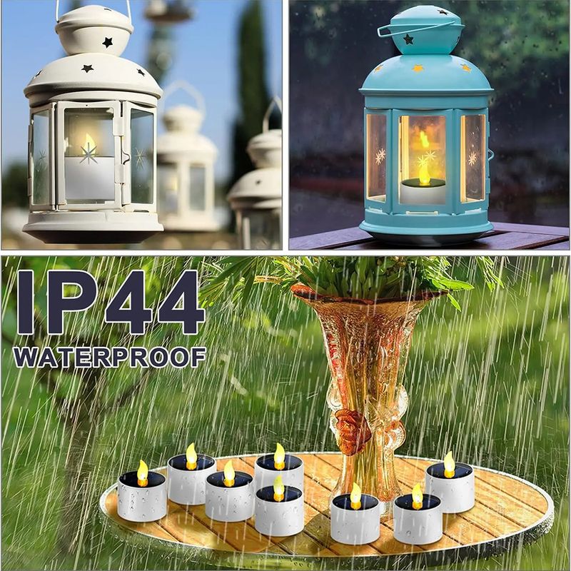 1-6PCS Solar Tea Light LED Candles Outdoor Waterproof Flameless Solar Tea Lights Rechargeable Candles For Party Garden Home Deco_voghion.com