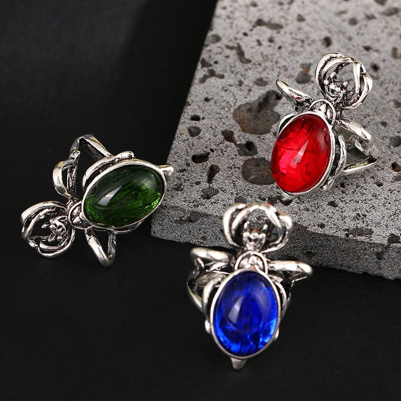 Unique Spider Punk Design Sense Inlaid Diamond Trendy Couple Style Hand Irregular Ring_voghion.com