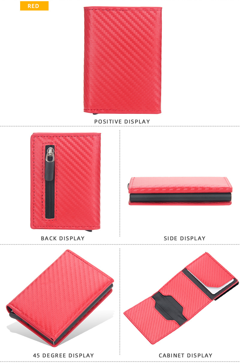 Capas para passaporte e carteiras Novo porta-cartões antimagnético masculino curto RFID automático fivela de cartão zíper porta-cartões_voghion.com