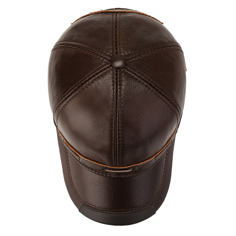 Neue Ledermütze für Herren im Herbst und Winter, winddicht, warm, Gehörschutz, Baseballkappe, Nähte, Retro-Kappe_voghion.com
