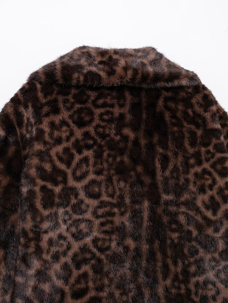 Cappotto in pelliccia sintetica con stampa leopardata - Giacca invernale corta con misto spandex (XS/S/M/L)_voghion.com