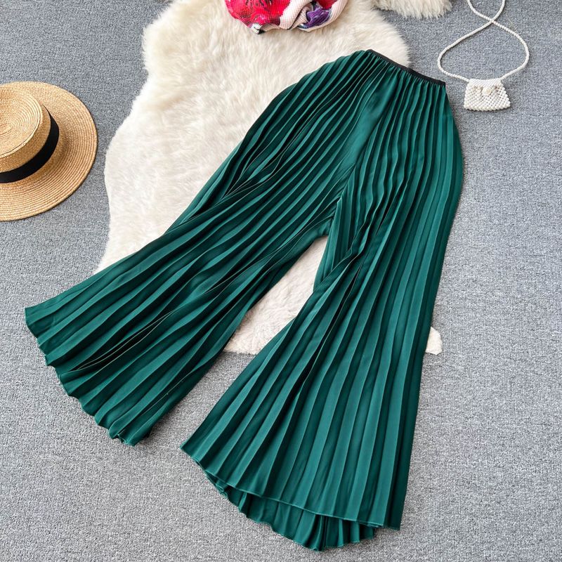 Women's Clothing fashion suit for women, summer printed top + loose pleated wide-leg trousers_voghion.com